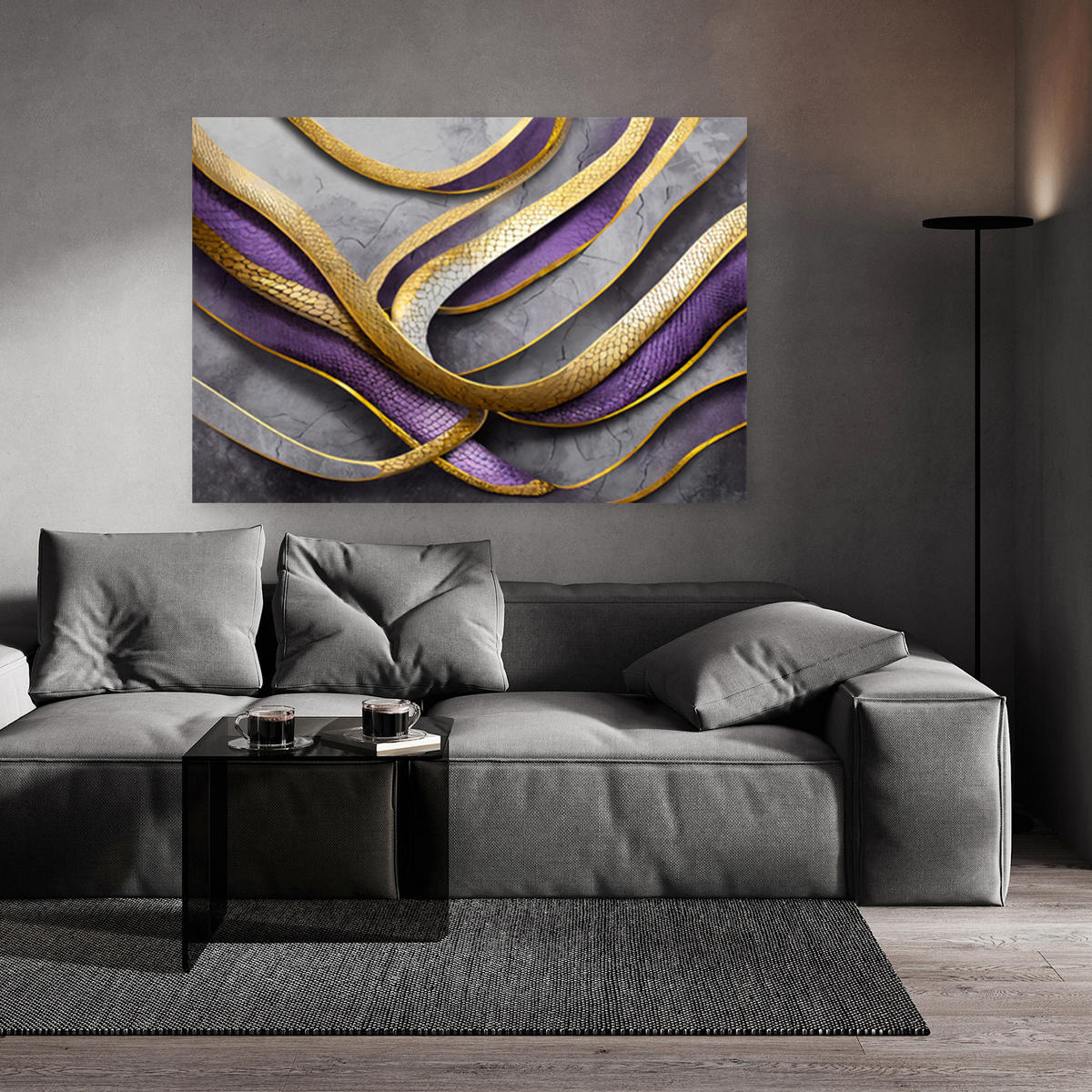 WANDBILD lila schlange glamour - Lila, Textil (60/40cm) - Feeby