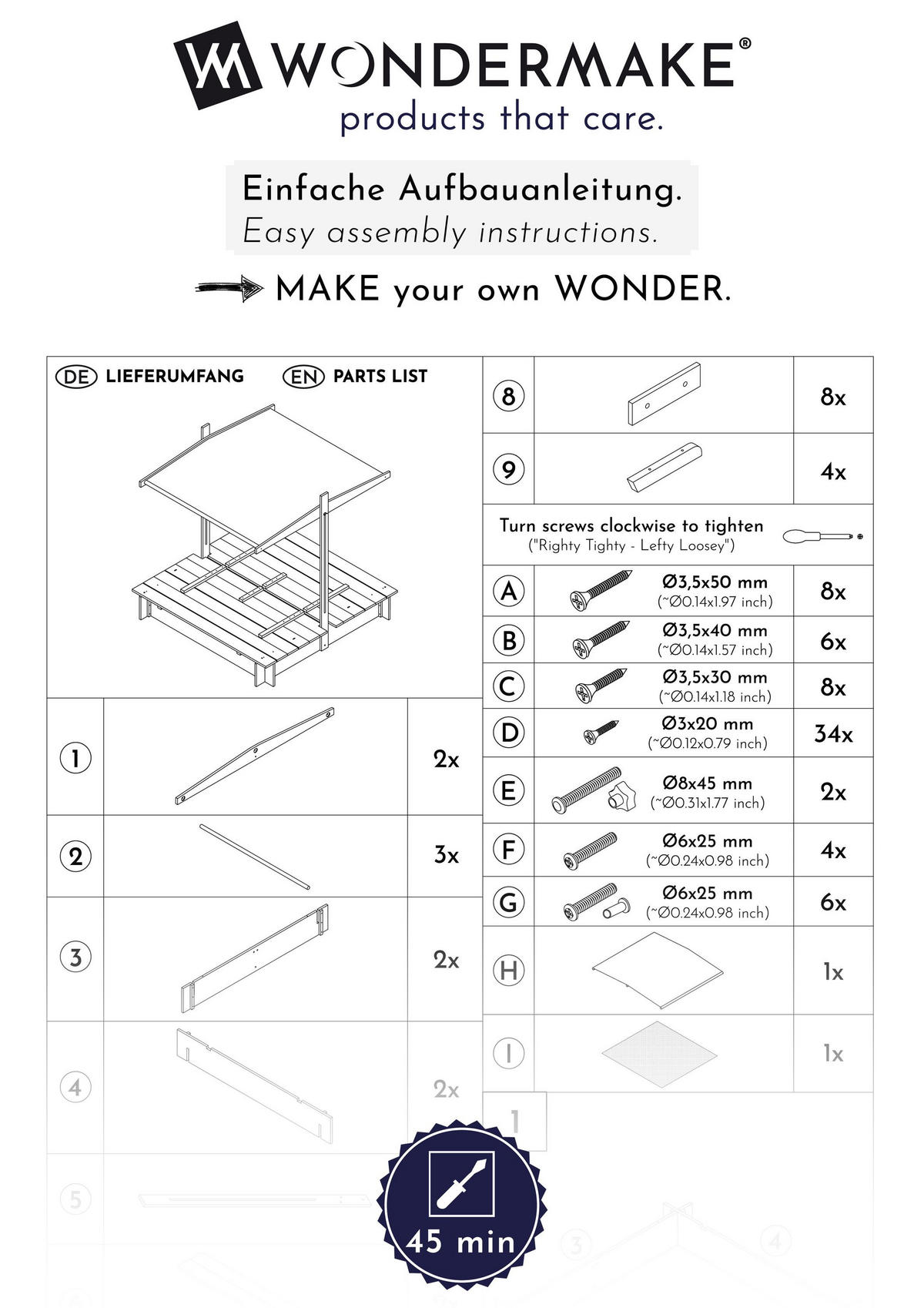 SANDKASTEN soldere1 - Weiß, Holz (120/120/29cm) - WONDERMAKE
