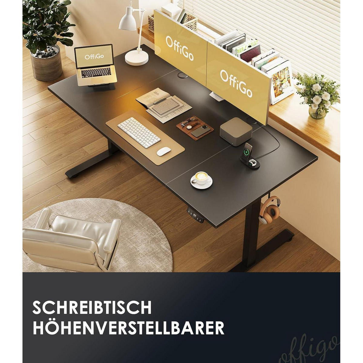SCHREIBTISCH elektrisch höhenverstellbar 160 cm Schwarz 160 x 70 cm - Schwarz, Metall (70/160/72cm)