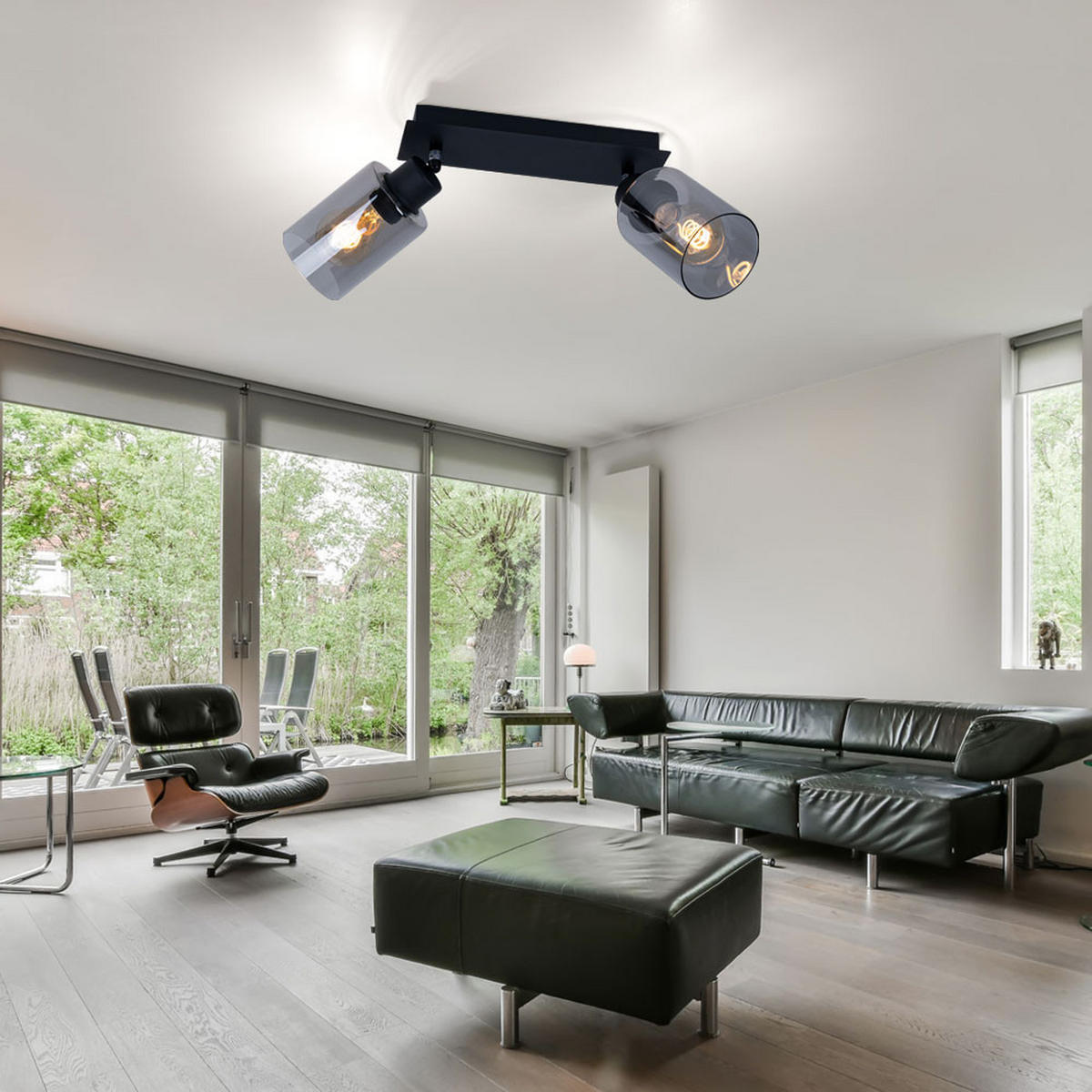 LED DECKENLEUCHTE Metall Rauchfarben Schwarz - Schwarz, Glas (27/9/21.5cm) - Globo Lighting