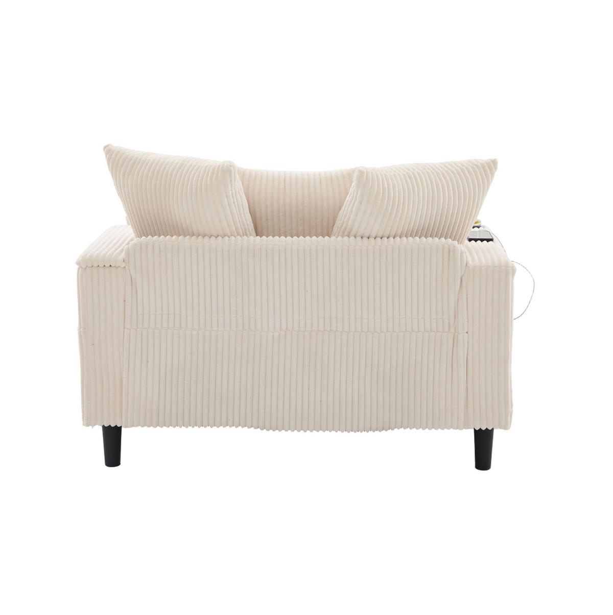 CHAISELONGUE mit Stauraum und USB 129 x 170 cm Cord Beige - Beige, Holz (170/70/129cm) - Meubliv