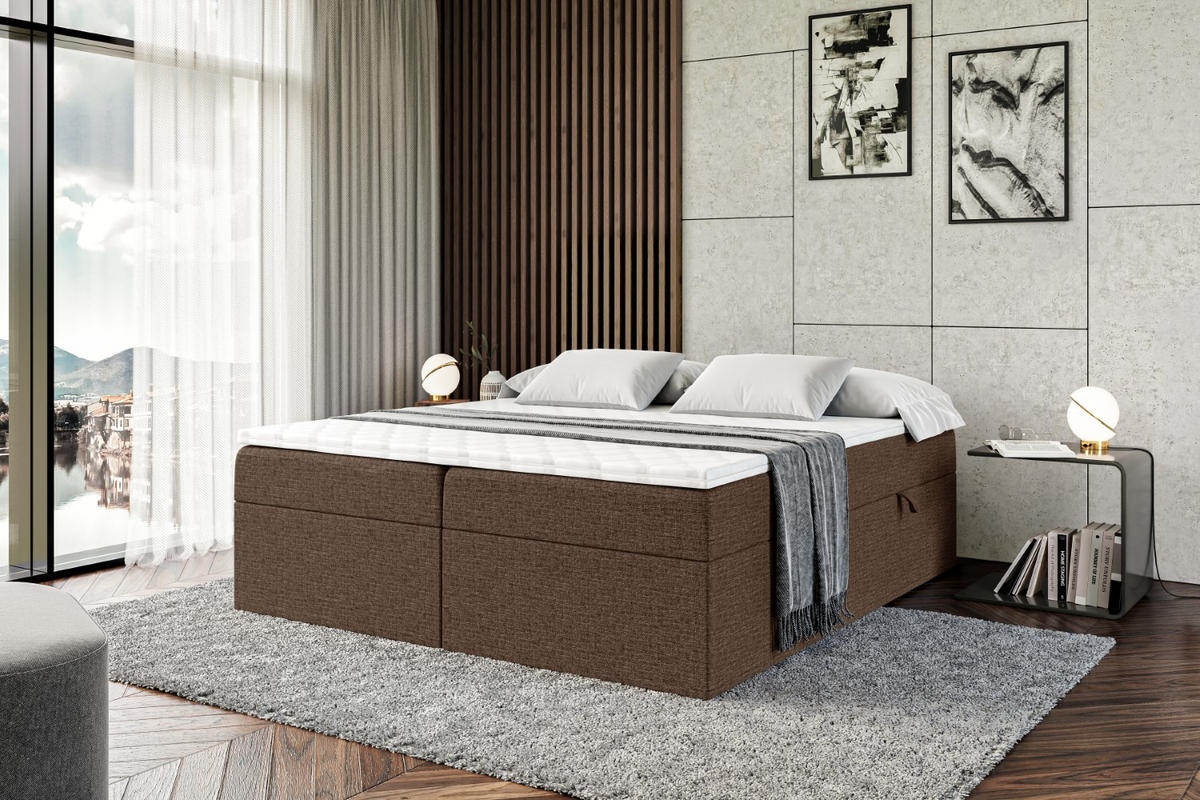 BOXBETT mit H4-Matratze und Lattenrost - MARCE BW - 160x200 Braun - Braun, Holzwerkstoff (160/200cm) - ALTDECOR