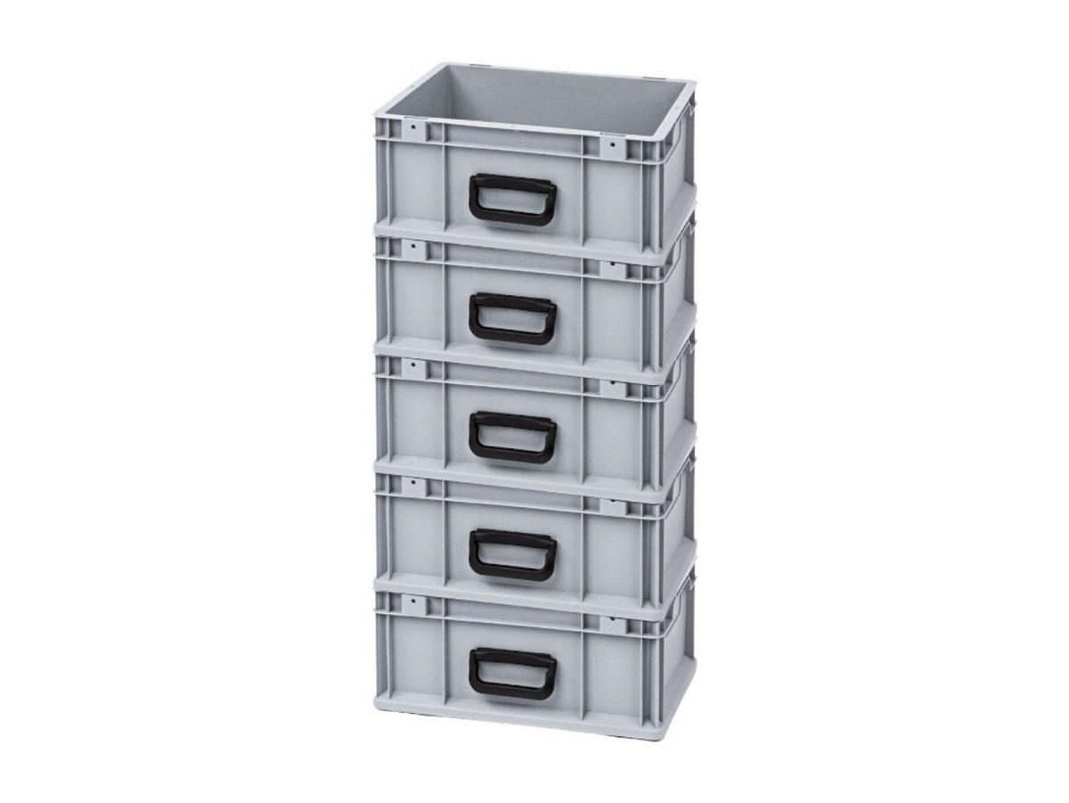 EUROBOX 5x Nextgen Portable Uno 17x30x40cm 16 Liter - Grau, Kunststoff (40/12/60cm) - PROREGAL