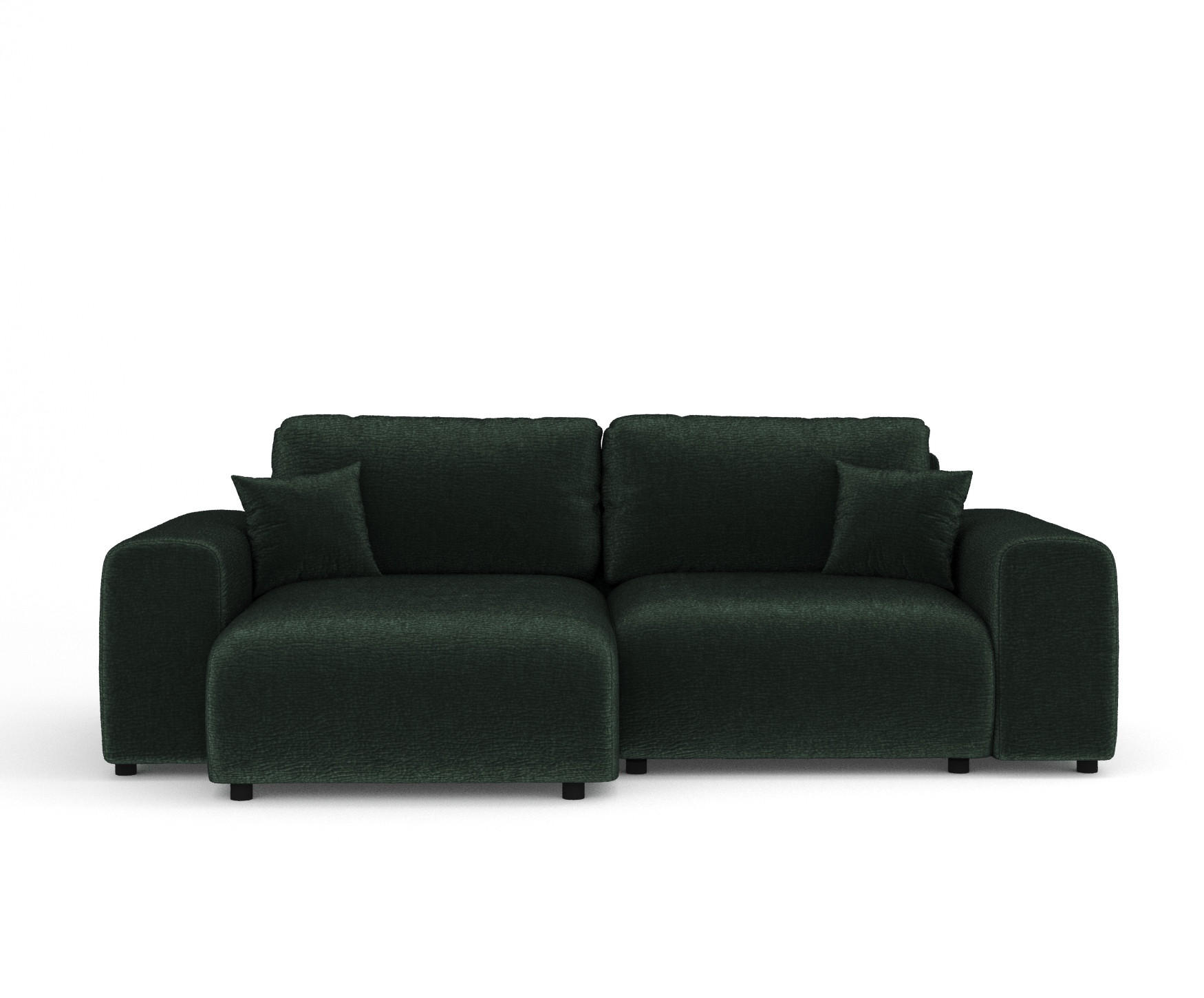 ECKSOFA Zanzibar Creme Samtstoff - Schwarz/Grün, Holz/Holzwerkstoff (237/144cm) - Maison de Reve