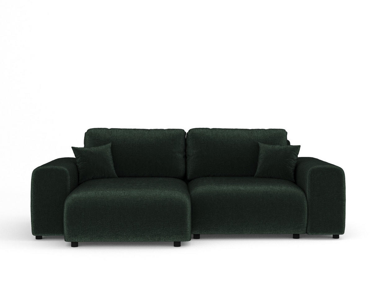 ECKSOFA Zanzibar Creme Samtstoff - Schwarz/Grün, Holz/Holzwerkstoff (237/144cm) - Maison de Reve