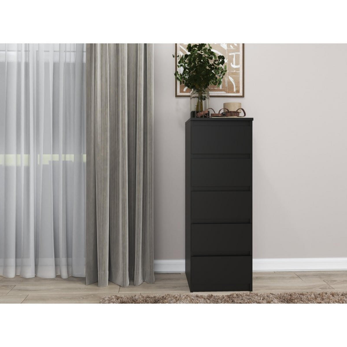 KOMMODE Schwarz 40/111/45 - Schwarz, Holzwerkstoff (40/111/45cm) - RAUMHIRSCH FURNITURE