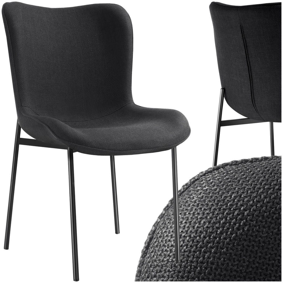POLSTERSTUHL 1er Set Tessa 54 x 62 x 90 cm Webstoff schwarz/schwarz - Schwarz, Kunststoff (54/90/62cm) - tectake