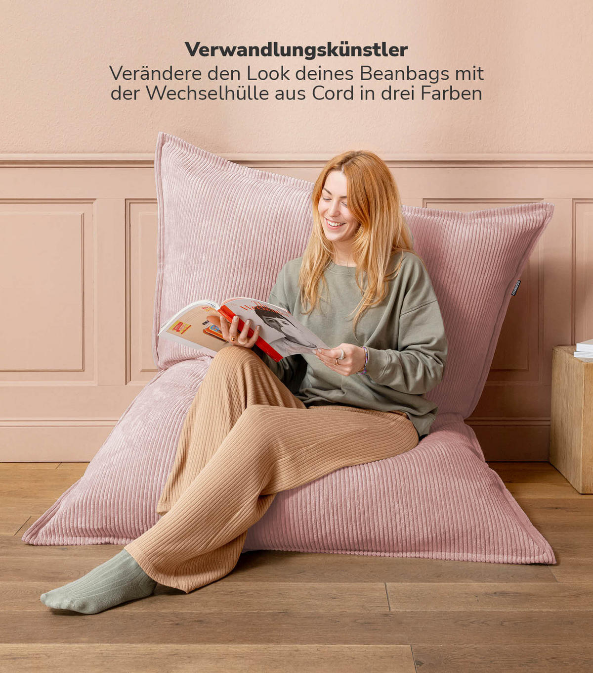SITZSACK BEZUG Das Kuschel-Cover - Rosa, Textil (130/20/170cm) - Mokebo