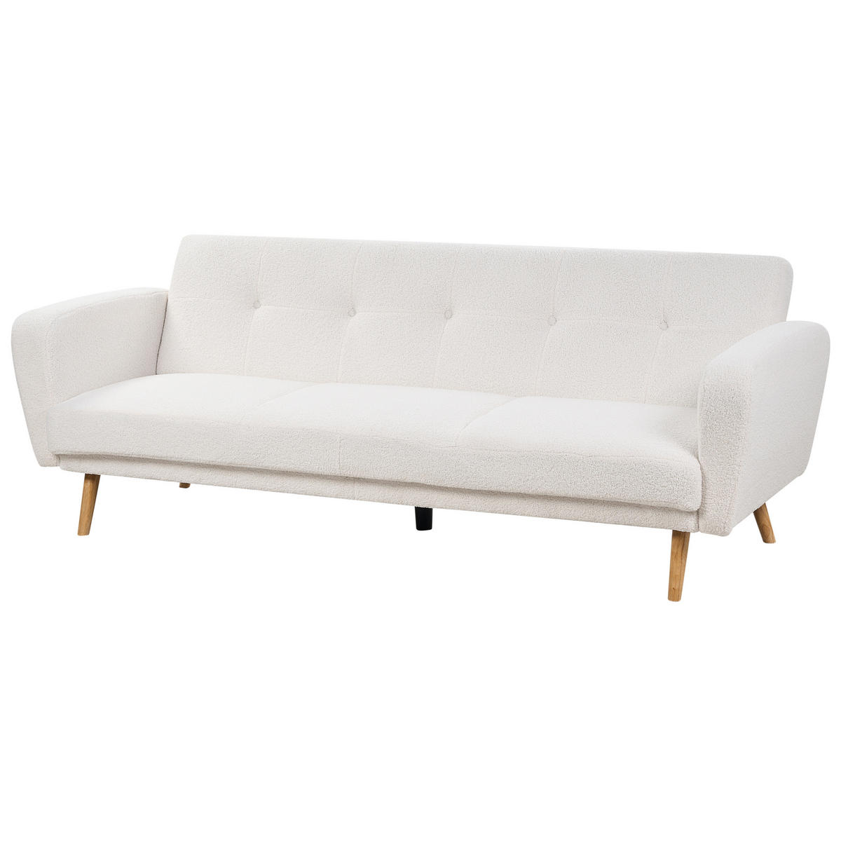 3-SITZER-SCHLAFSOFA Bouclé cremeweiß verstellbar Florli - Hellbraun/Weiß, Textil (214/82/85cm) - Beliani