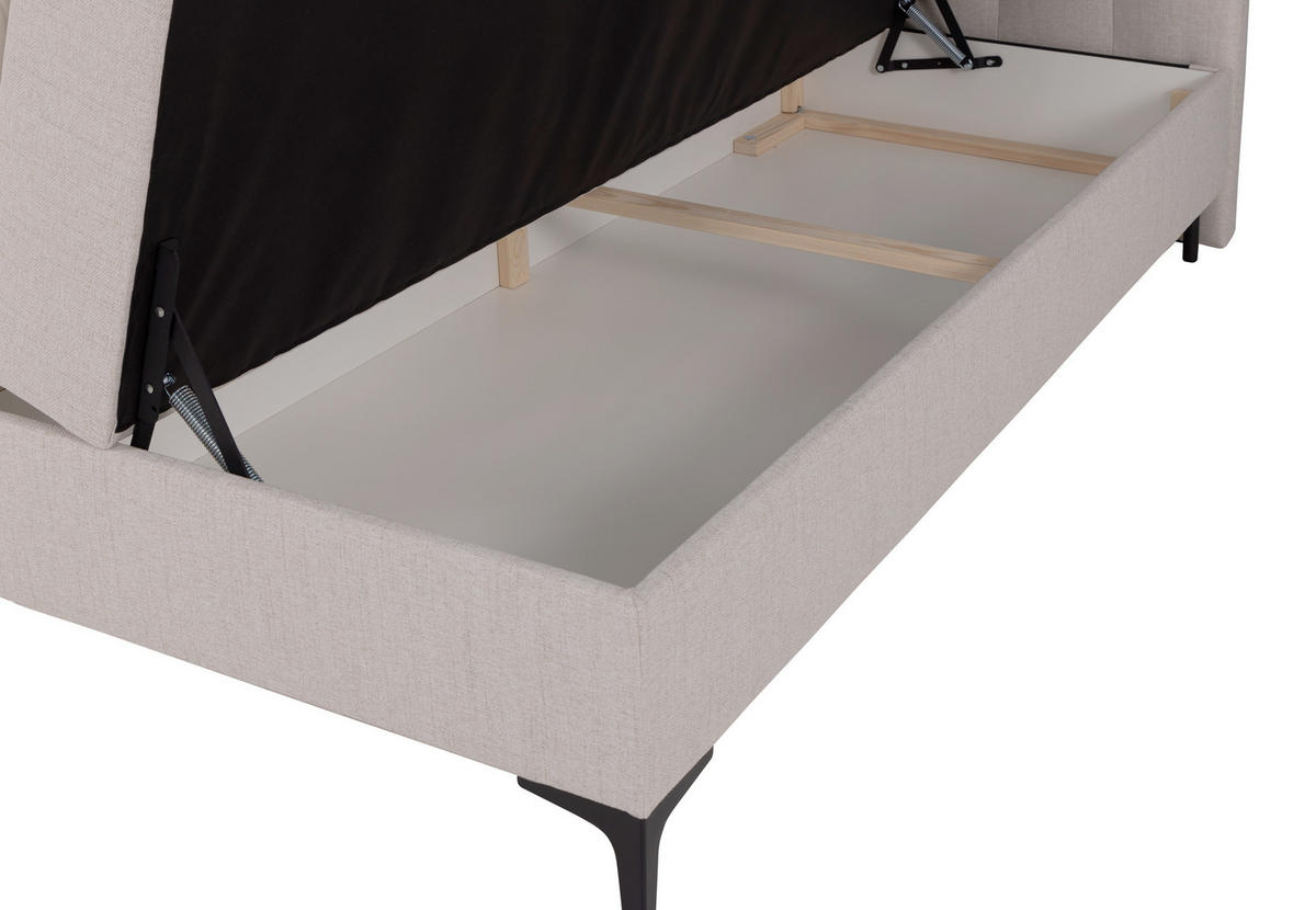 BOXSPRINGBETT SERANO mit Topper und Bettkasten, Beige, 120x200 cm - Beige, Textil (120/200cm) - KS Home Concept