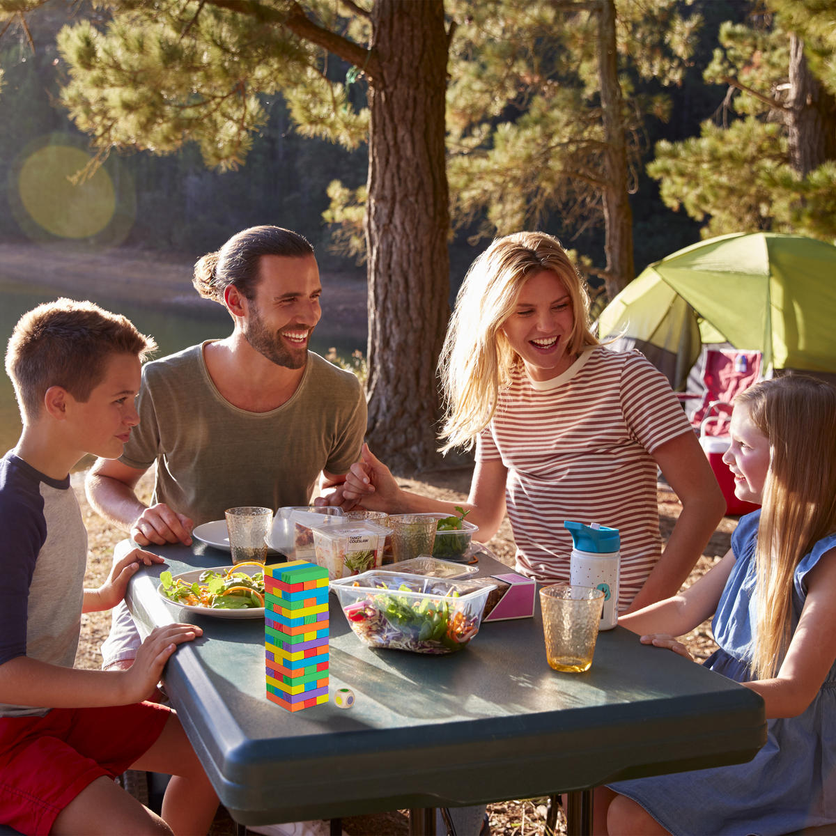 WACKELTURM - Multicolor, Holz (7.5/22.5/7.5cm) - Relaxdays