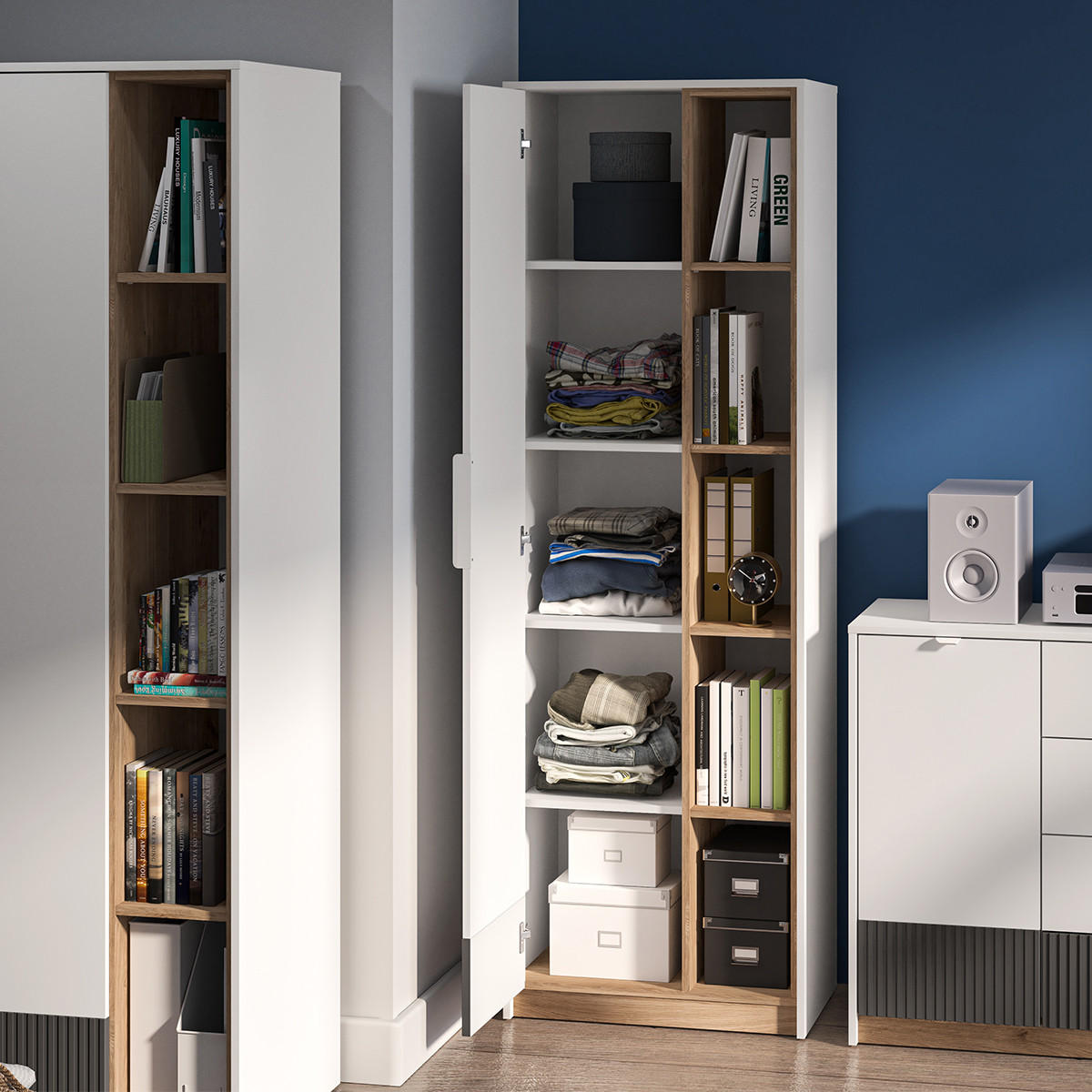 SKŘÍŇ 1DVEŘOVÁ Ronan Bílá - bílá, kompozitní dřevo (64/196/40cm) - Petits-meubles