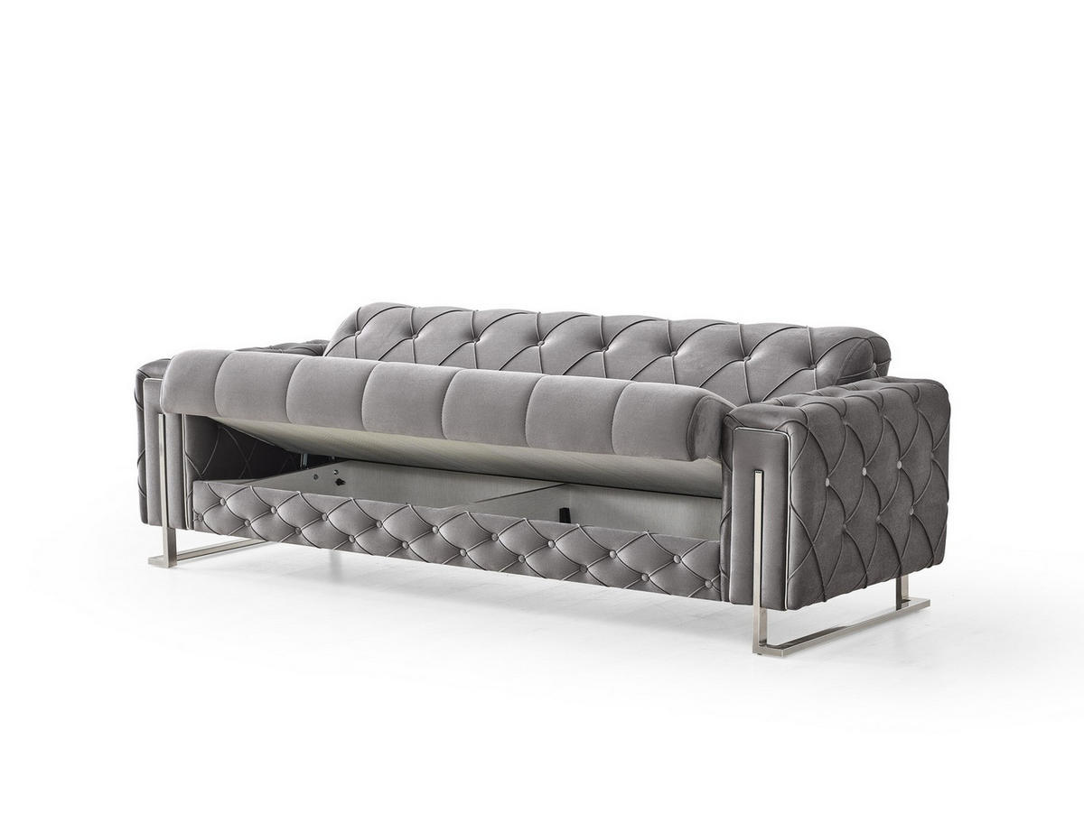 SITZGARNITUR Shimla, Grau Stellvariante 2+2+1 - Grau, Holzwerkstoff/Metall (160/80/100cm)