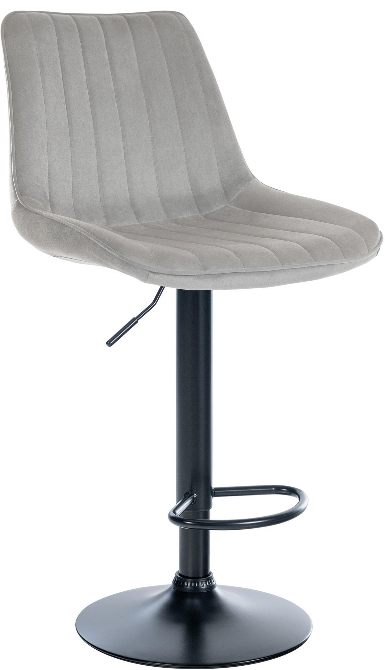 BARHOCKER Tolor Samt schwarz grau - Schwarz/Grau, Textil/Metall (49.5/112/50cm) - TPFLiving
