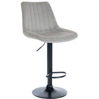 BARHOCKER Tolor Samt schwarz grau - Schwarz/Grau, Textil/Metall (49.5/112/50cm) - TPFLiving