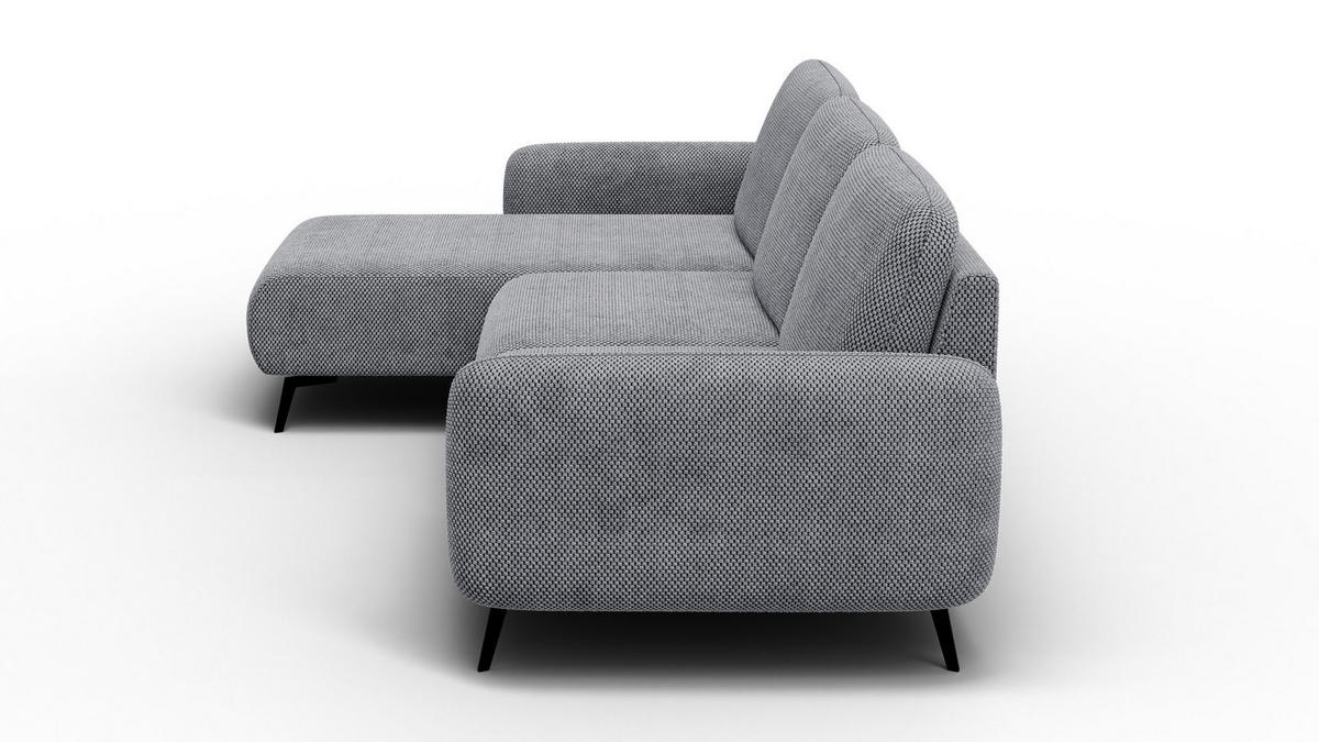 ECKSOFA FEBE 4-Sitzer links, grau - Schwarz/Grau, Holz/Textil (264/157cm) - Courtois Laville