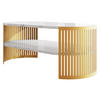 COUCHSITCH Fikoli Oval Gold I - Goldfarben/Weiß, Holzwerkstoff/Metall (100/50/40cm) - MIRJAN24