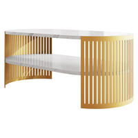 COUCHSITCH Fikoli Oval Gold I - Goldfarben/Weiß, Holzwerkstoff/Metall (100/50/40cm) - MIRJAN24