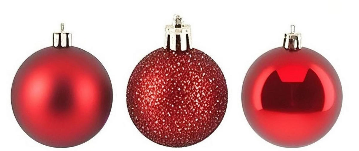 138XWEIHNACHTSKUGELN - Rot, Kunststoff (6/7/6cm) - Relaxdays