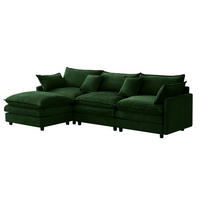 ECKSOFA Chenille Grün mit Hocker - Grün, Holzwerkstoff/Kunststoff (267/154cm) - WISHDOR