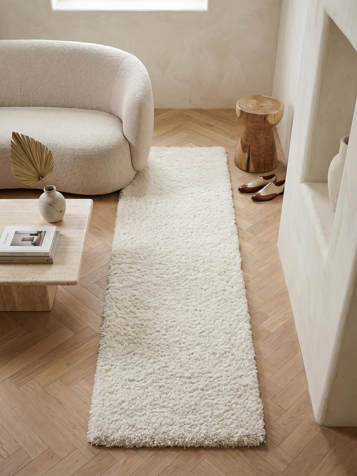 TEPPICH Hochflor Shaggy Einfarbig Weich Flauschig Waschbar Schlafzimmer Creme 80x150 cm – RHEIN - Beige, Textil (150/80cm) - KADIMA DESIGN