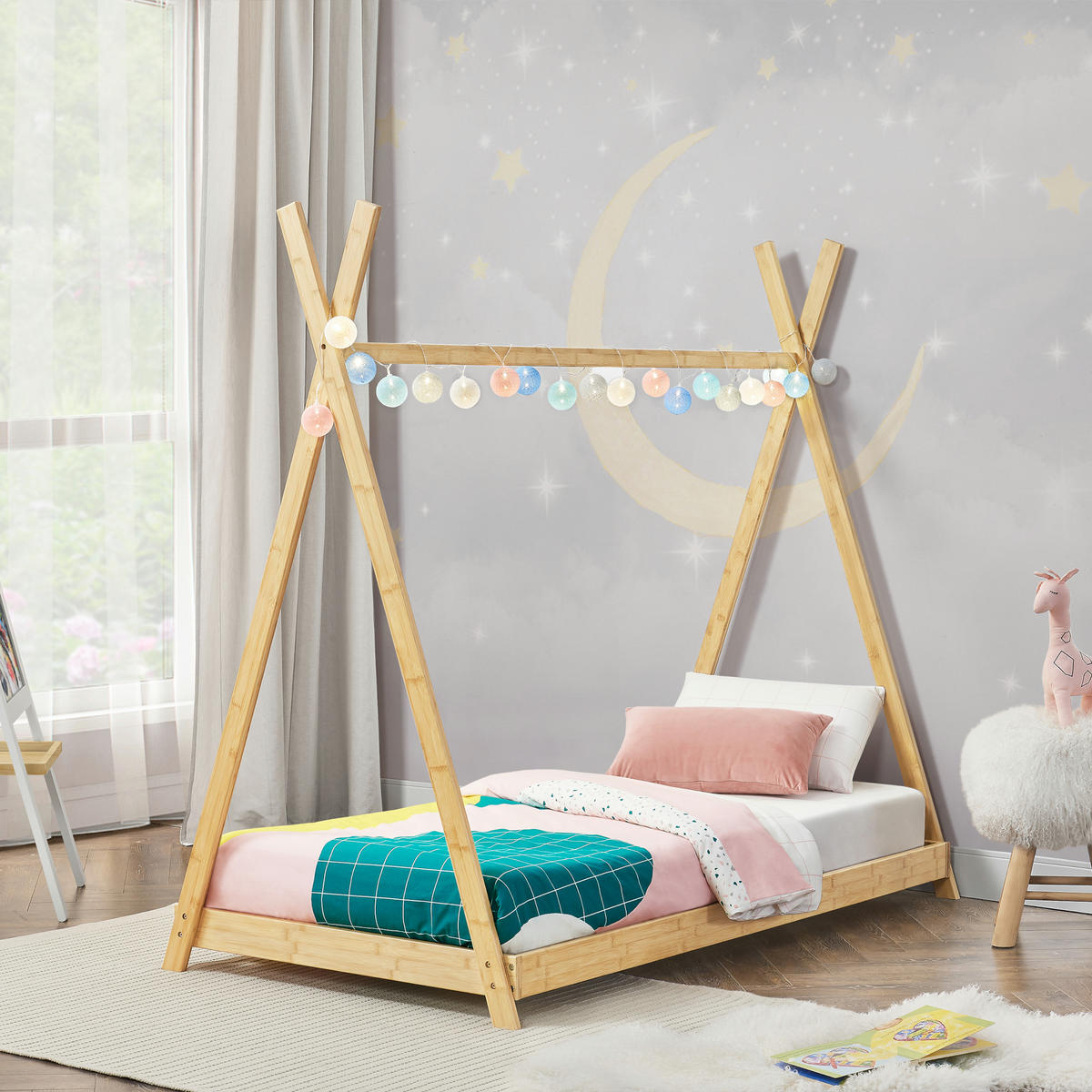 KINDERBETT Vimpeli - Naturfarben, Holz (90/200cm) - [en.casa]
