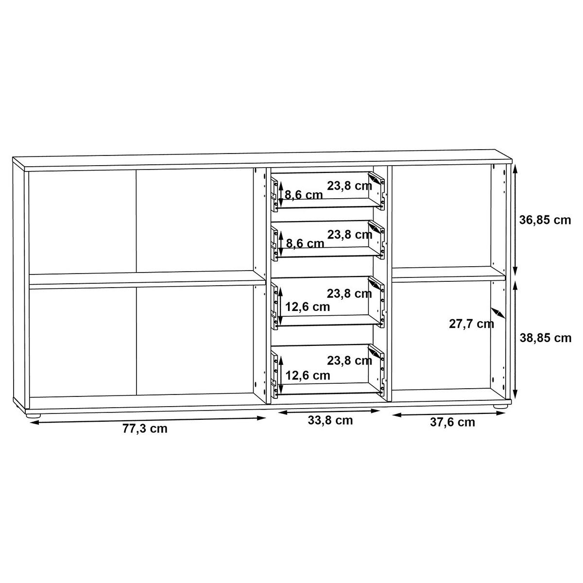 SIDEBOARD - Weiß / Eiche Sonoma Dekor - Eichefarben/Silberfarben, Holzwerkstoff/Kunststoff (159/82/31cm) - home24
