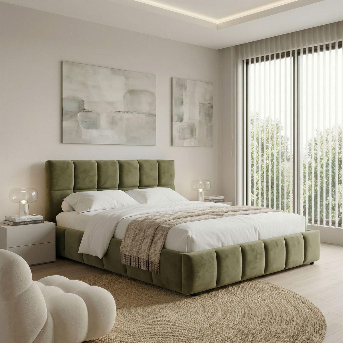 POLSTERBETT EMILIA 140x200 cm grün - Grün, Textil (140/200cm) - IDIMEX