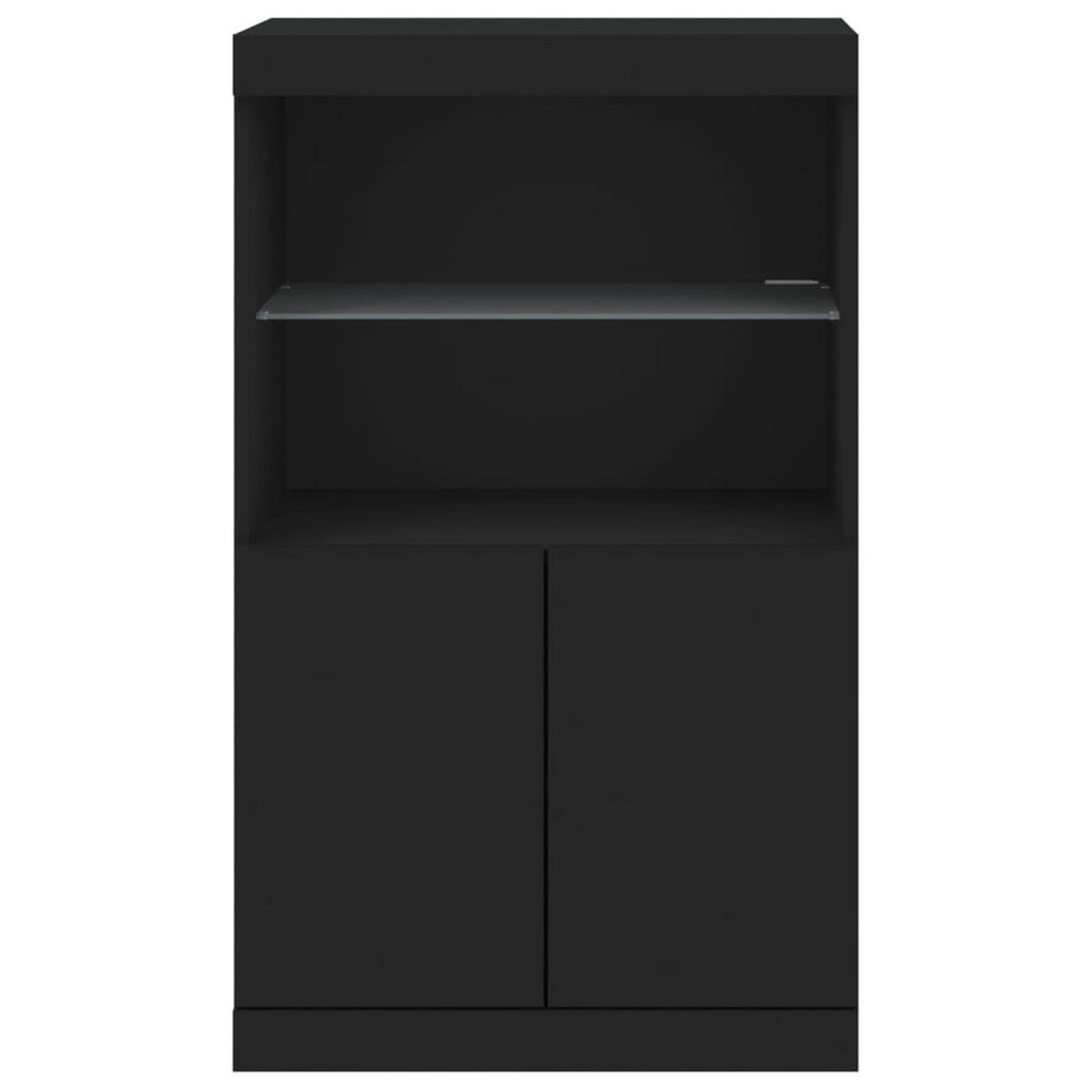 SIDEBOARD mit LED-Licht, 2 Türen 60,5/37/100 cm aus Holzwerkstoff Schwarz - Schwarz, Holz (60.5/100/37cm) - vidaXL