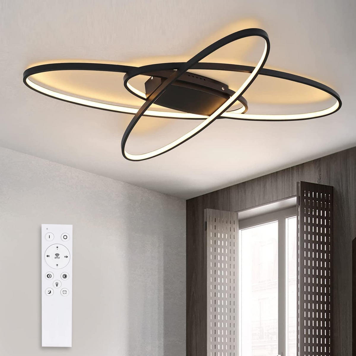 LED-DECKENLEUCHTE Zoe 85/62/7cm - Schwarz, Metall (47/65/7.5cm) - ZMH