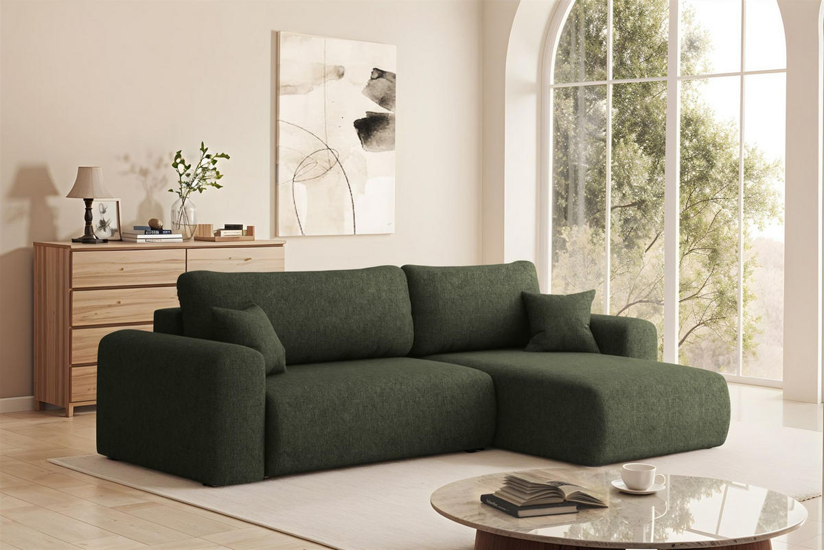 ECKSOFA Flora In Verita - Grün, Holzwerkstoff/Textil (272/145cm) - Fun Möbel