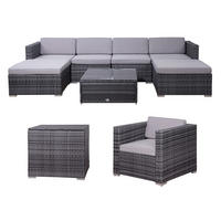 GARTENLOUNGE LUGANO XL Grau - Grau, Kunststoff - SVITA