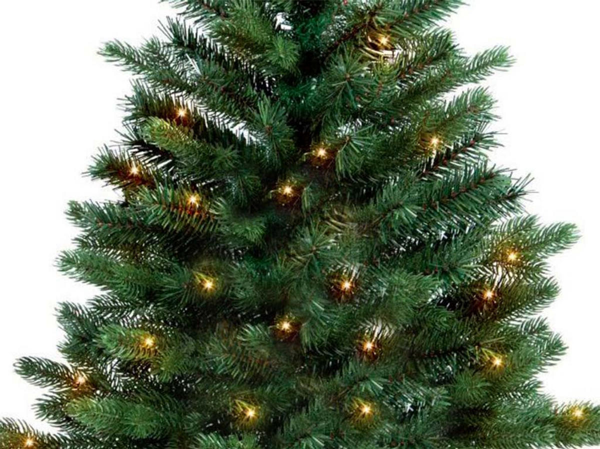 WEIHNACHTSBAUM künstlicher BERNARD 60 cm, grün, 2D/3D, 68 Zweige, 50 warmweiße LED, inkl. Pflanztopf mit Jutesack - Grün, Kunststoff/Stein (40/60cm) - LAALU