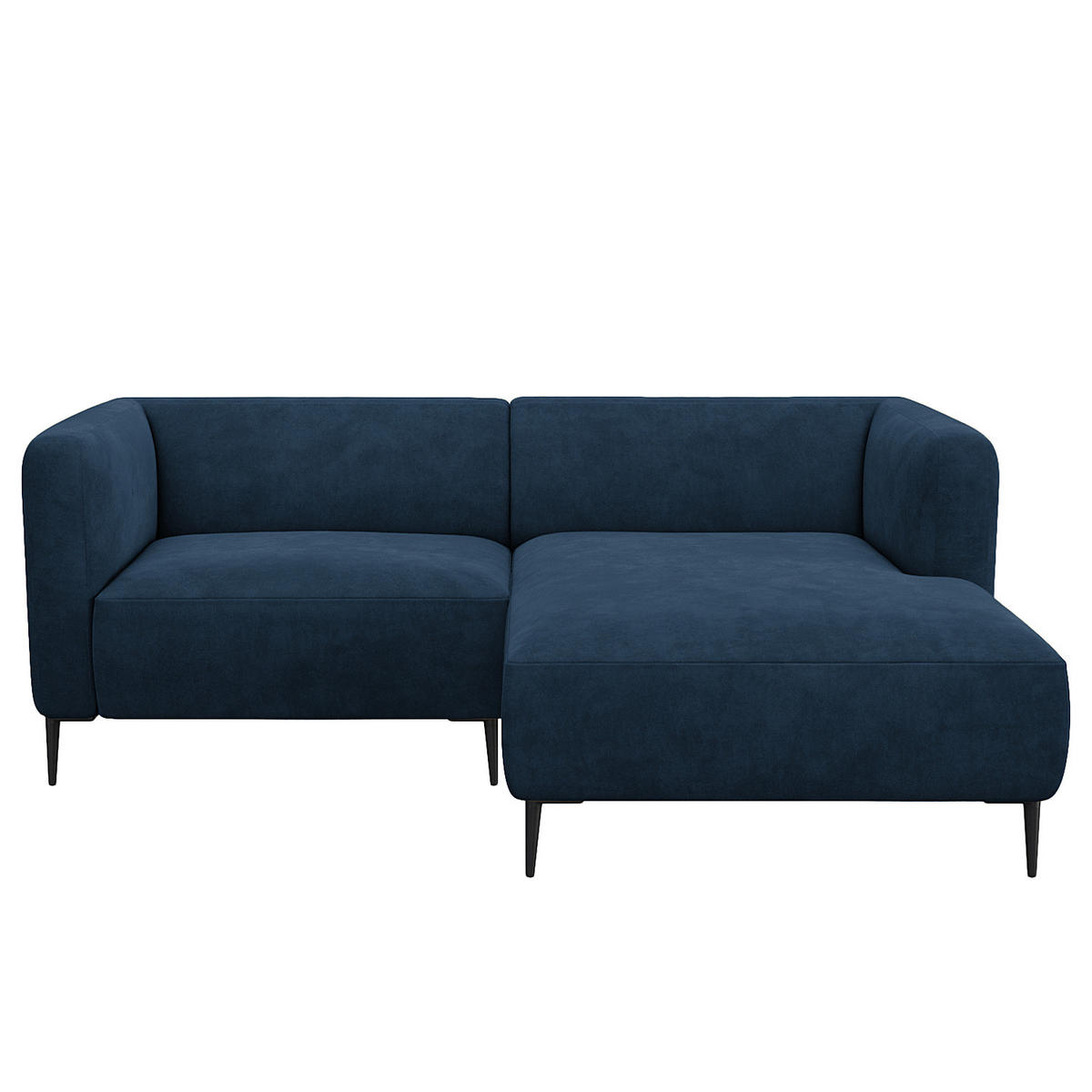 1,5-SITZER ECKSOFA mit Longchair - Schwarz/Dunkelblau, Textil/Metall (211/148cm) - home24