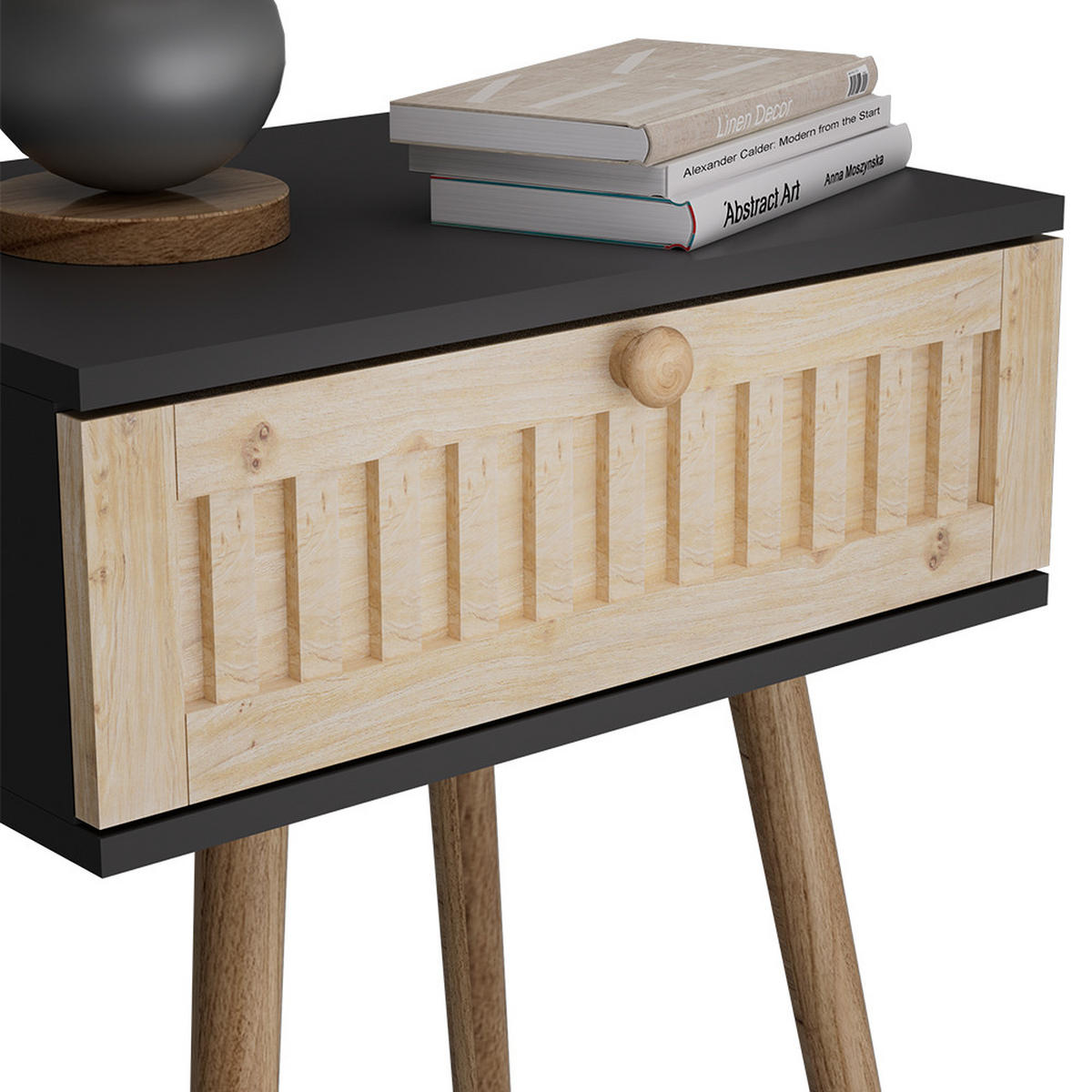 NACHTTISCH Holk Anthrazit/Kiefer 40 x 47 cm 2-er Set - Anthrazit/Kieferfarben, Holzwerkstoff (40/47/30cm) - Vicco