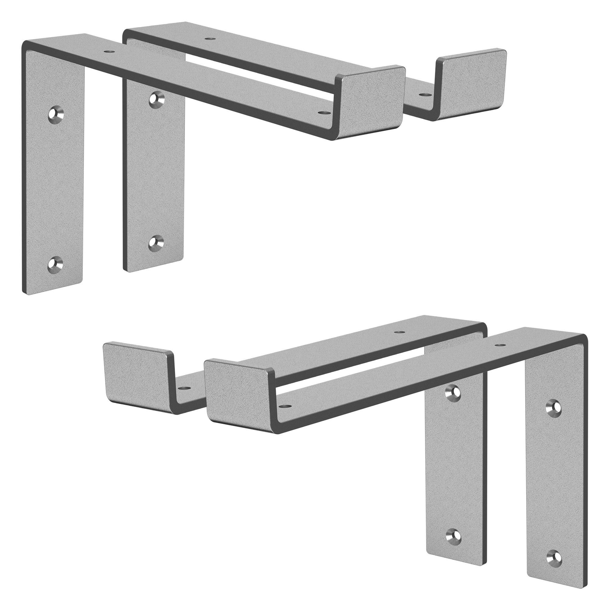 REGALHALTERUNG 2er Set - Grau, Metall (14.5/4/25cm) - ML-DESIGN
