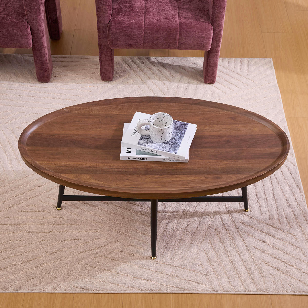 KONFERENČNÍ stolek z MDF, 110/55/45 cm hnědý s černou kovovou podnoží - hnědá, kompozitní dřevo (110/55/45cm) - BEAOK