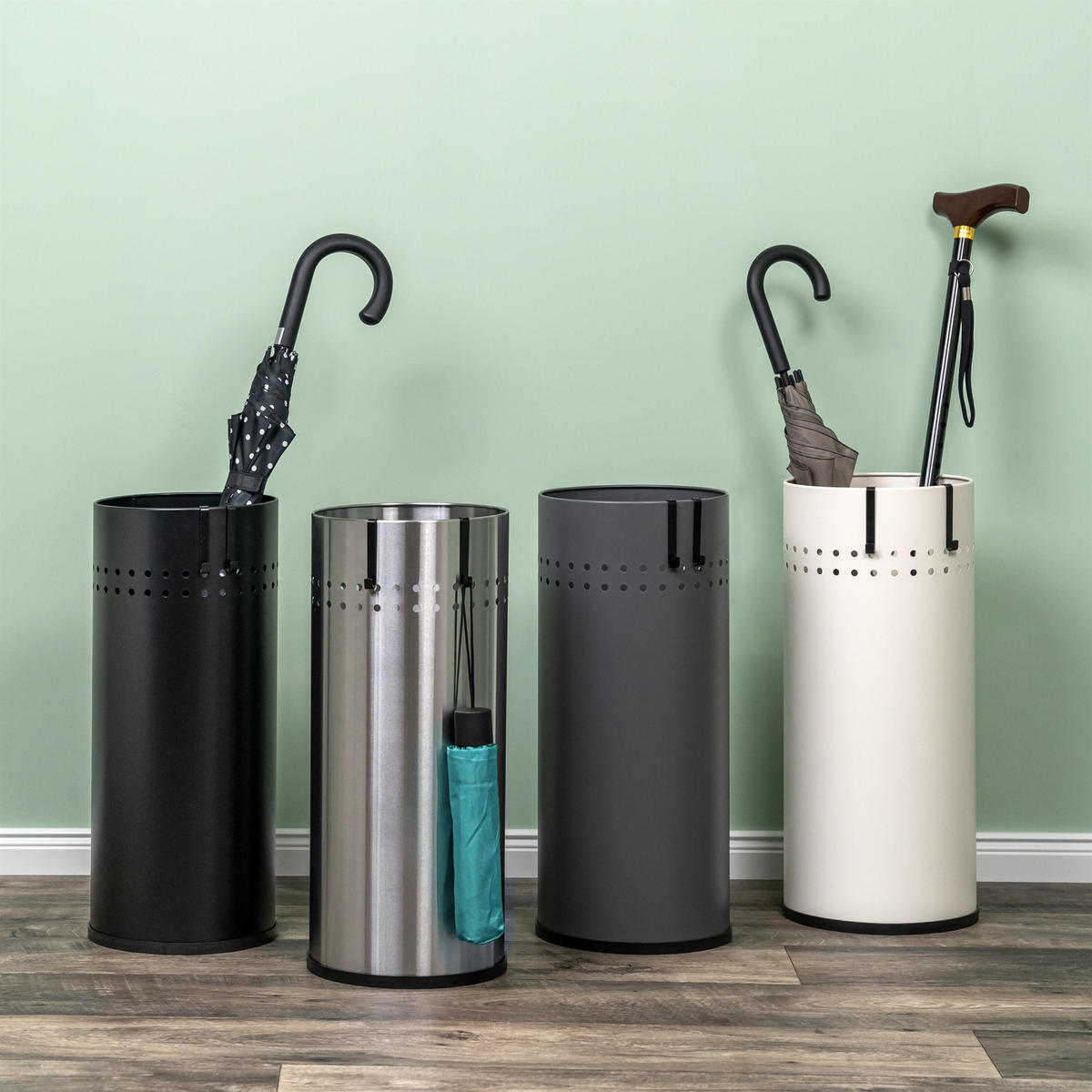 SCHIRMSTÄNDER, mit Abtropfschale, Edelstahl - Edelstahlfarben, Metall (22/50.5/22cm) - bremermann