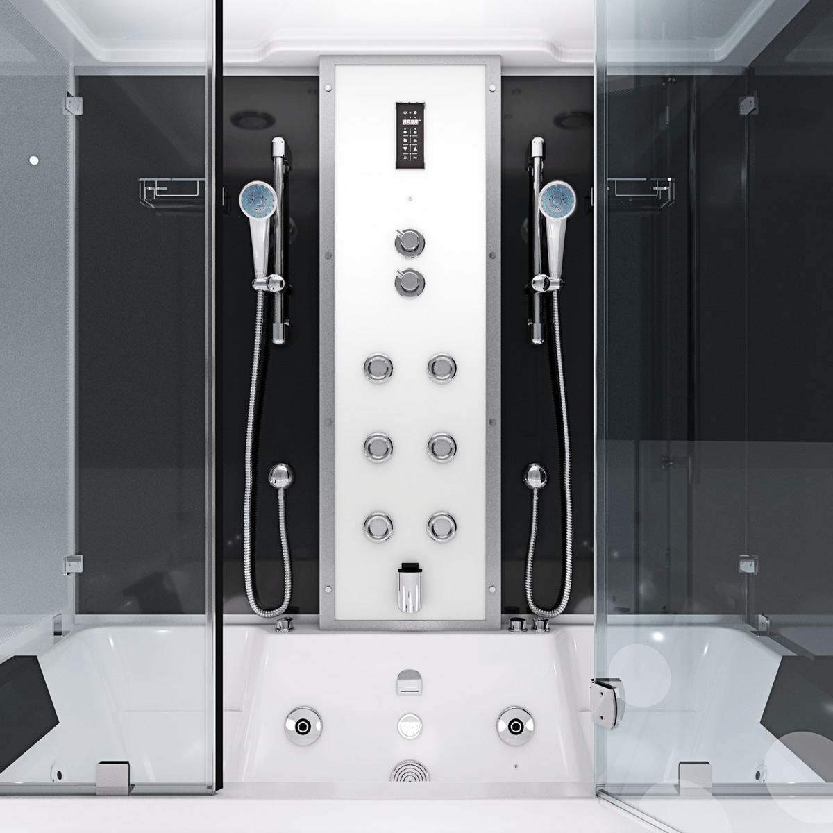 DAMPFDUSCHE Whirlpool K80-SW-EH-C-EC - Schwarz, Glas/Kunststoff (180/100/228cm) - AcquaVapore by Sandra Jentho