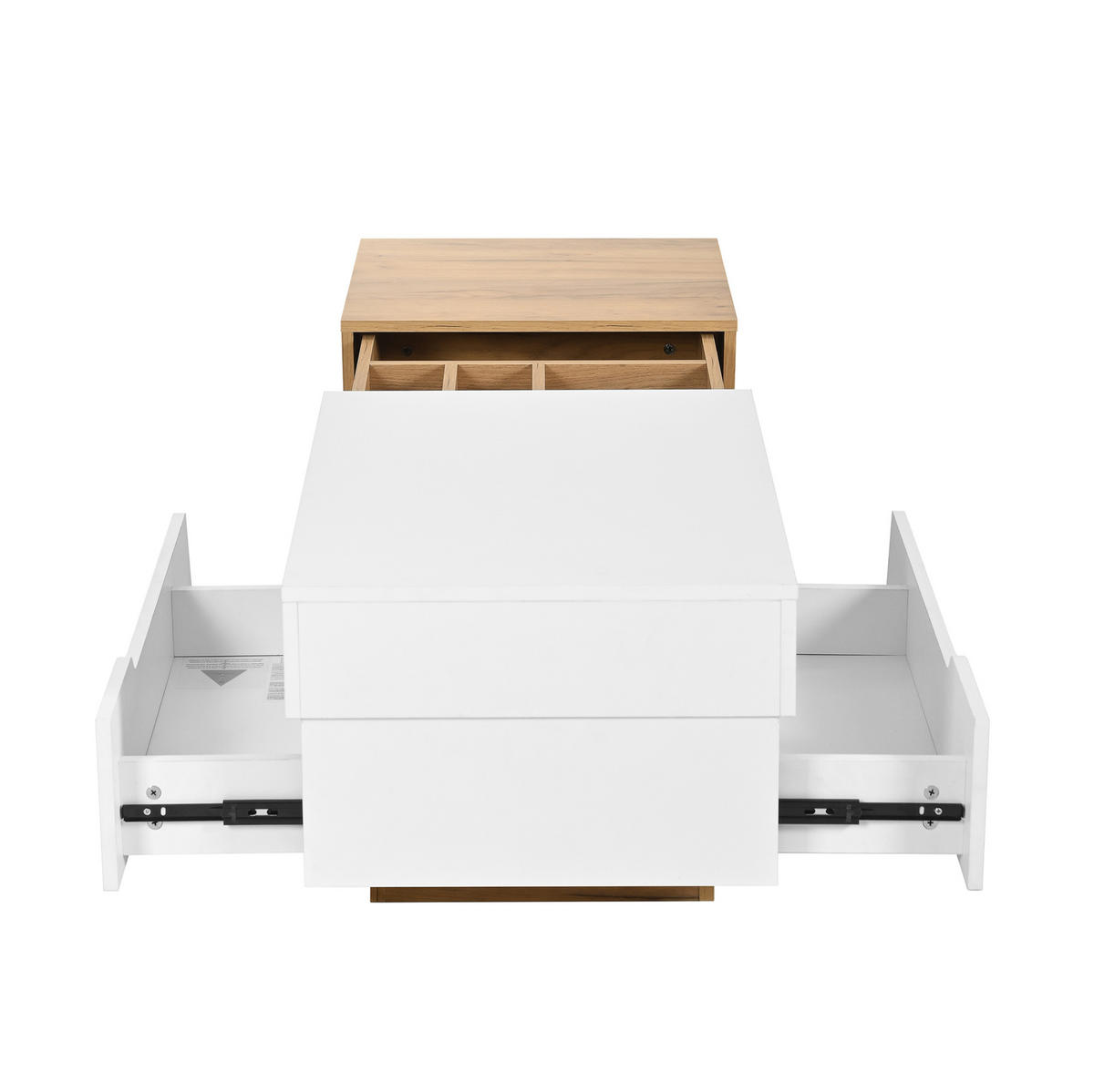 COUCHTISCH 120/50/37,5 cm in Farbblockstruktur mit Schubladen - Naturfarben, Holzwerkstoff (120/50/37.5cm) - OKWISH