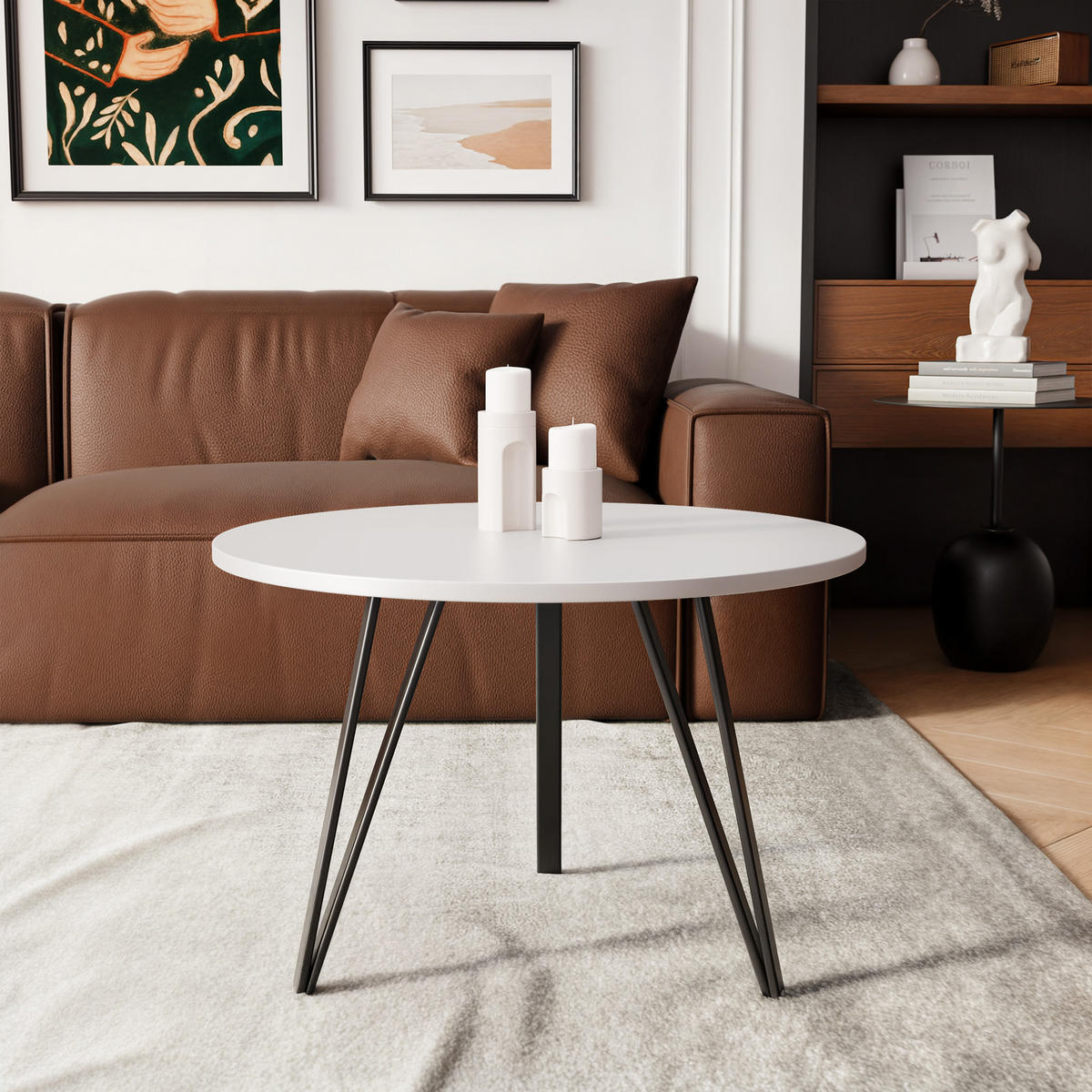 COUCHTISCH RIO mit weißer Tischplatte - Weiß, Holzwerkstoff (67/67/45cm) - Idohome