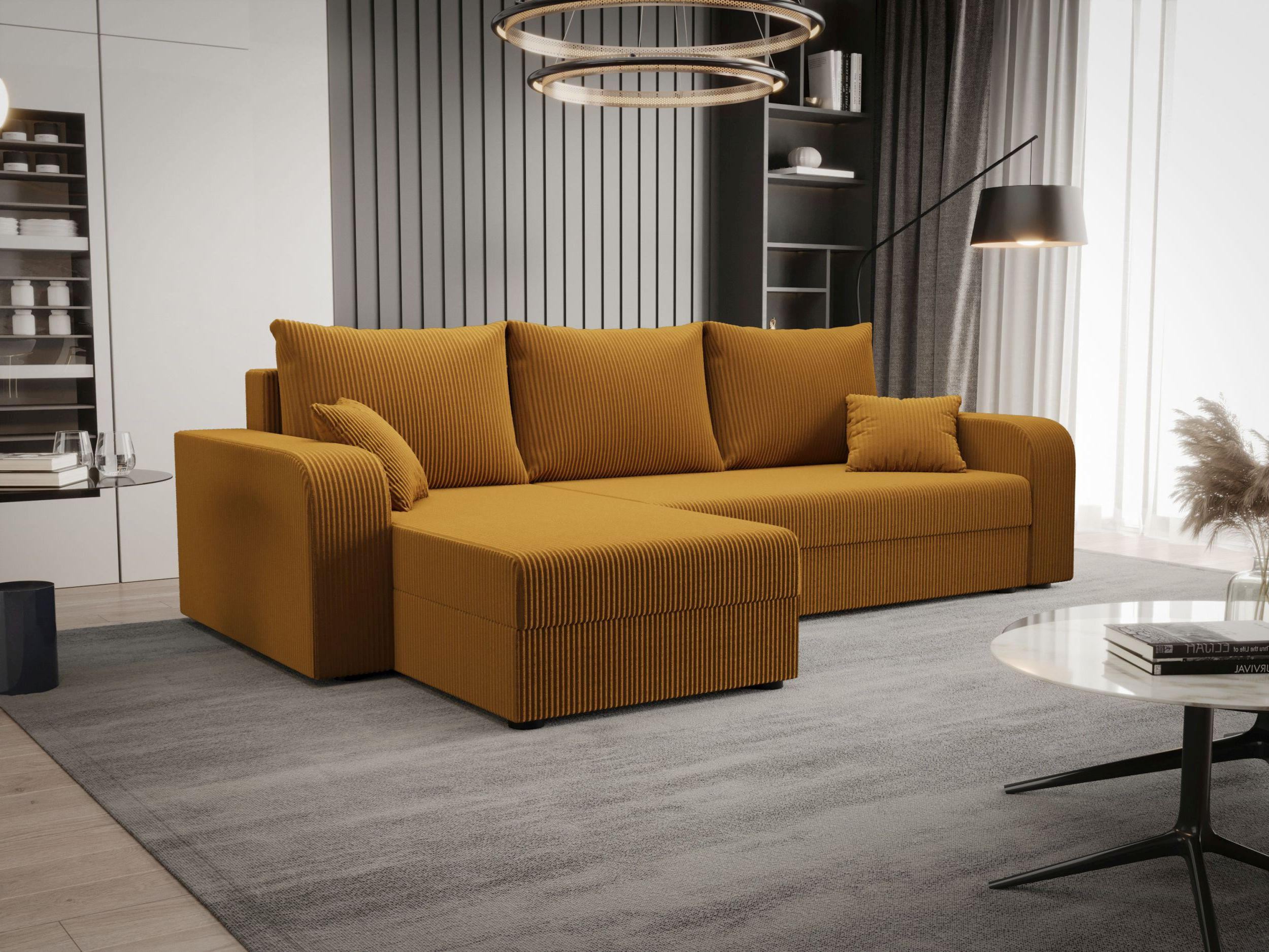 ECKSOFA HEWLET L BIS Zoom 9 Links mit Schlaffunktion - Currygelb, Textil (240/140cm) - Bedante