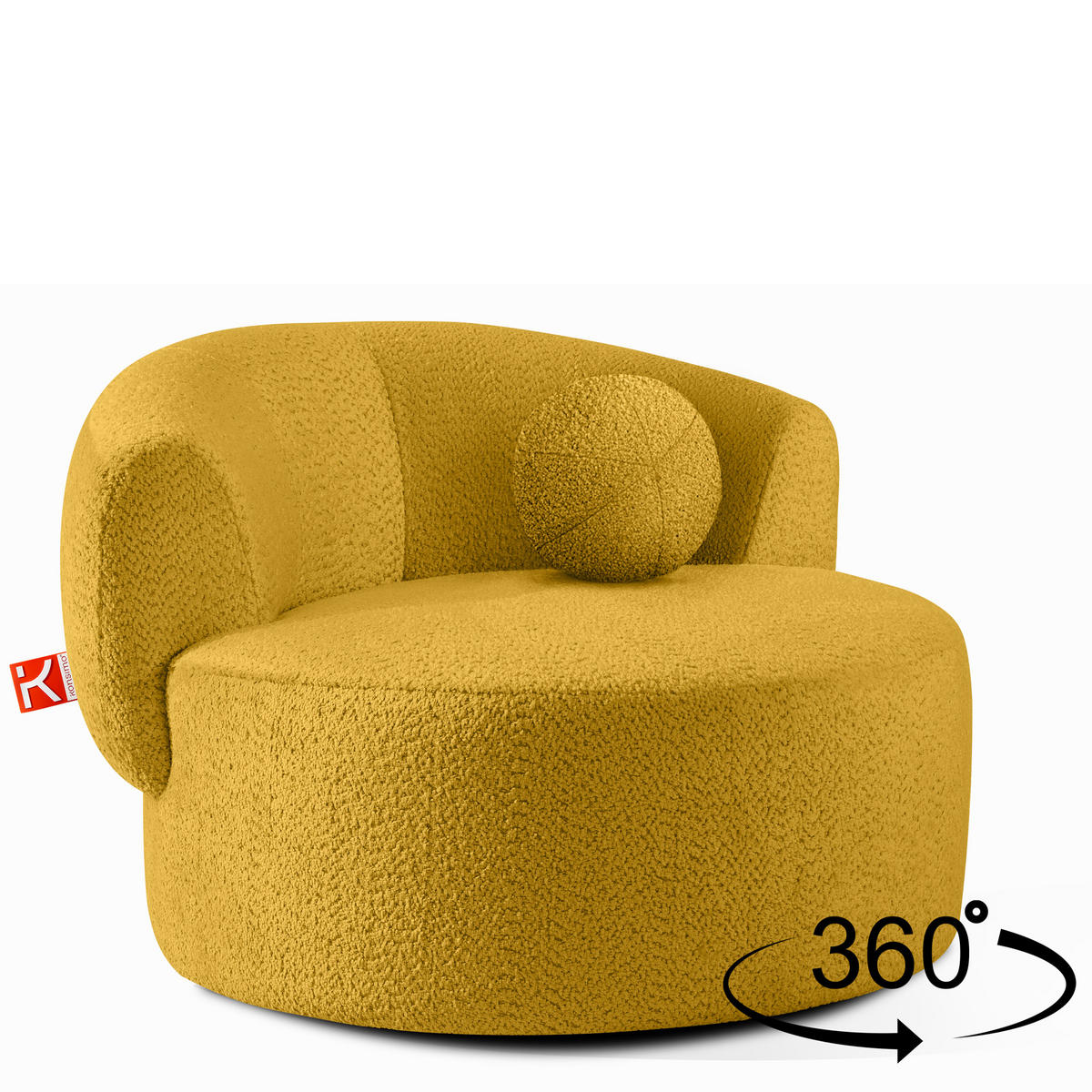 DREHSESSEL VIRA, Gelb, Chenille - Gelb/Schwarz, Holz/Holzwerkstoff (105/76/100cm) - KONSIMO®