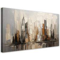 LEINWANDBILD Stadt Abstraktion Beige Gebäude 100x50cm - Beige, Textil (100/50cm) - Feeby