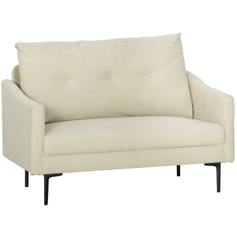 2-SITZER-SOFA aus Metall 124x73x92 cm in Weiß mit Schaumstoffpolsterung - Weiß, Textil (73/92/124cm) - Modfu