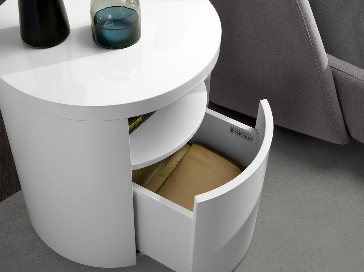 NACHTSCHRANK Nachttisch aus weißem Holz Ø48/55 cm - Weiß, Holz (48/55/48cm) - ANGEL CERDA