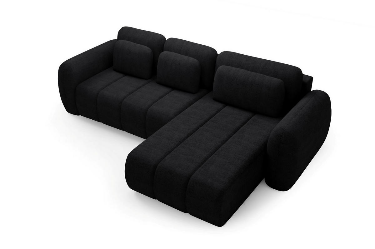 ECKSOFA mit Schlaffunktion Premium Schwarz - Schwarz, Holz/Holzwerkstoff (304/190cm) - Furnisell