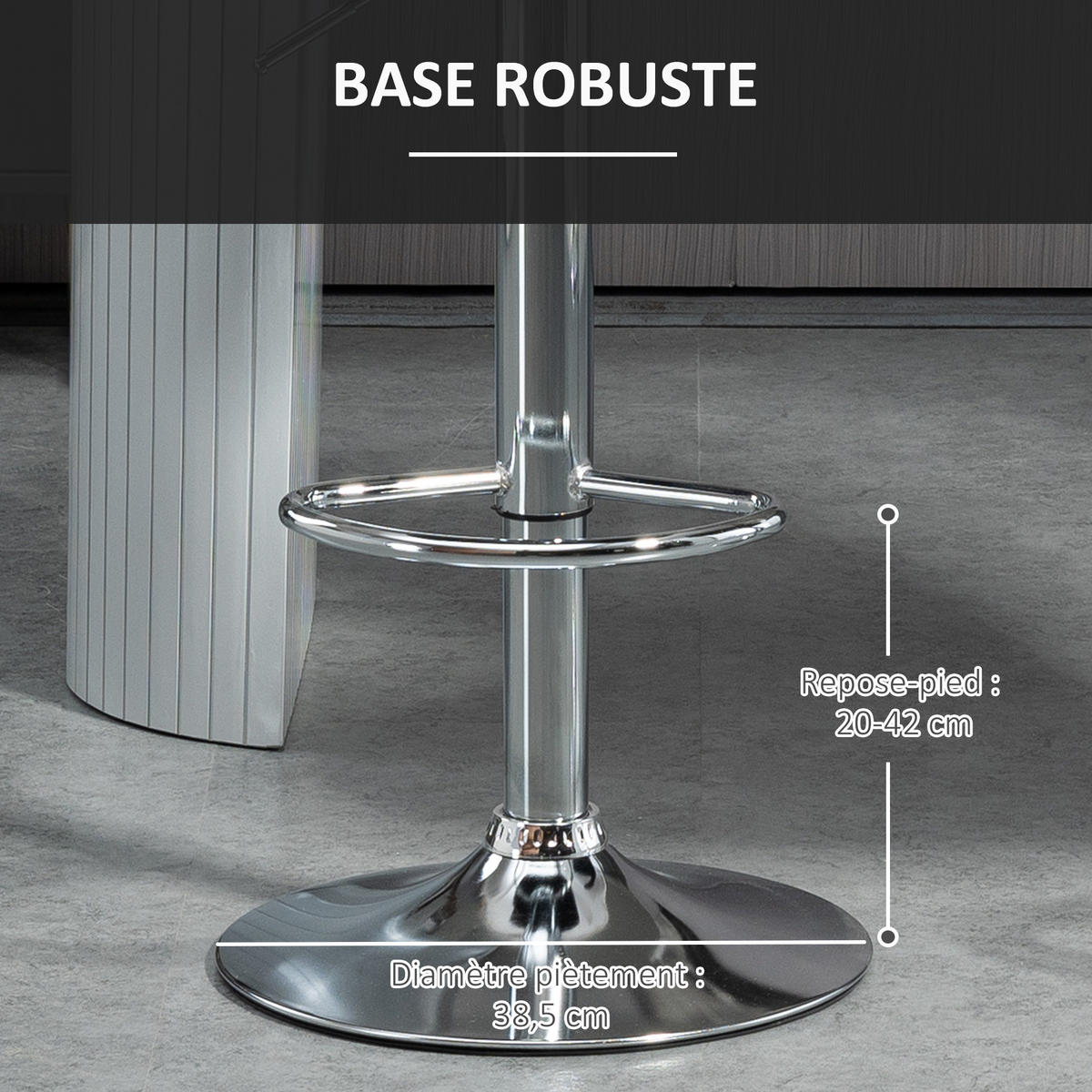 BARHOCKER 2er-Set DE-14689 höhenverstellbar & 360° schwenkbar Schwarz - Schwarz, Metall (51.5/111.5/47cm) - ComfortXL