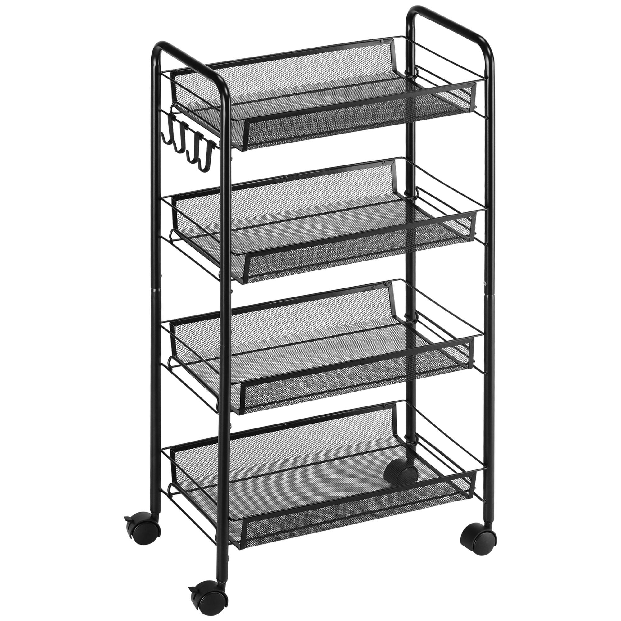 SERVIERWAGEN abnehmbar, Stahl, Schwarz - Schwarz, Metall (45/84/26.5cm) - HOMCOM