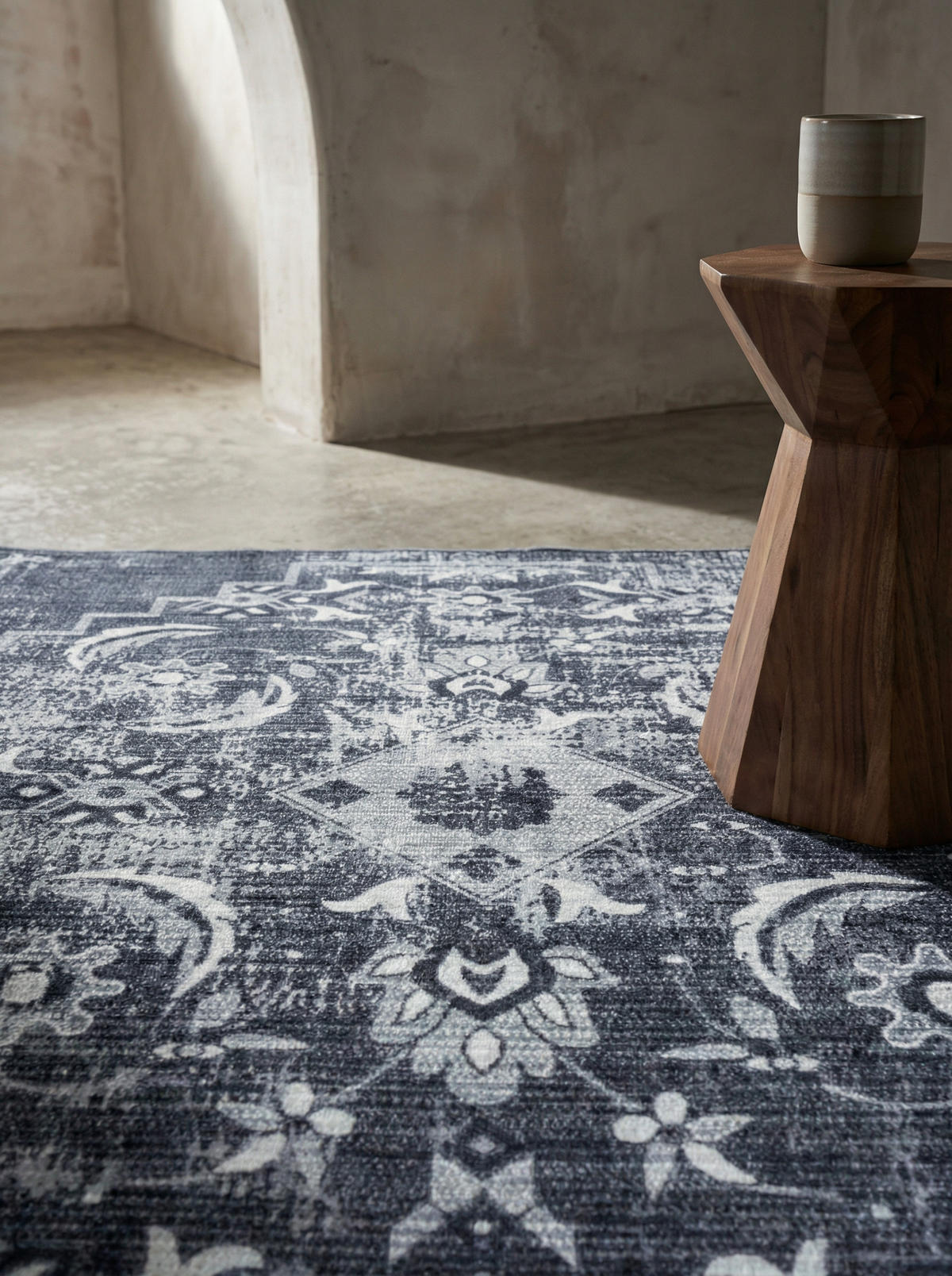 TEPPICH Waschbar Flachgewebe Orientalisch Polyester Wohnzimmer Schwarz Rechteckig 200x290 - Schwarz, Textil (200/290cm) - KADIMA DESIGN